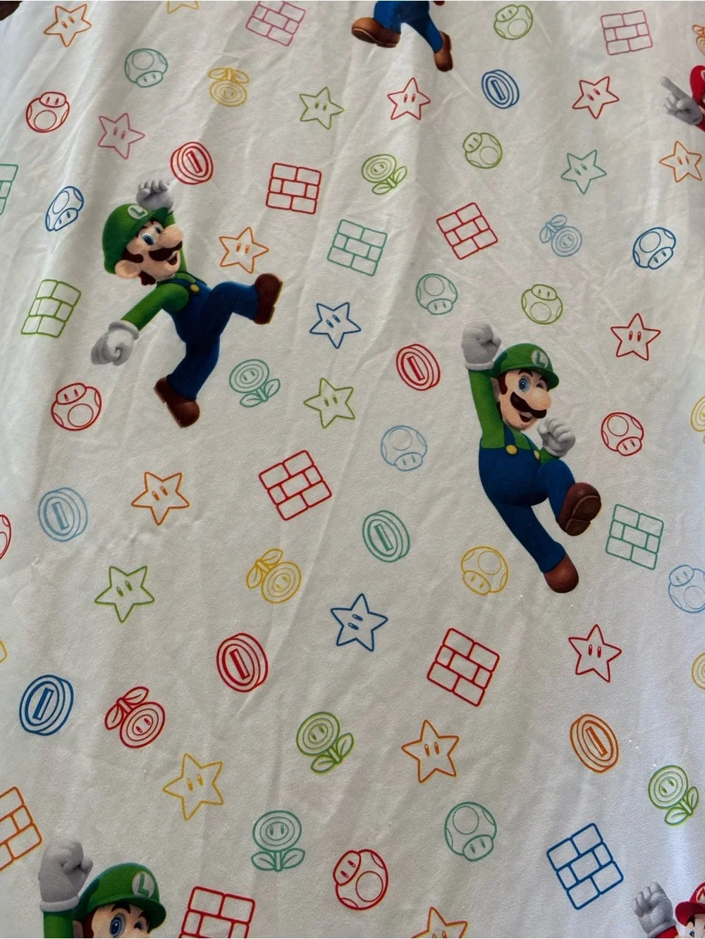 2 Piece Super Mario Bros Nintendo Twin Sheet Set 1 Fitted & 1 Flat Sheet Cartoon